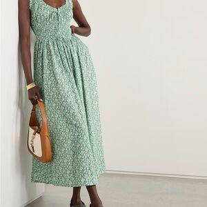 DÔEN
Emmaretta tie-detailed shirred floral-print organic cotton-voile midi dress